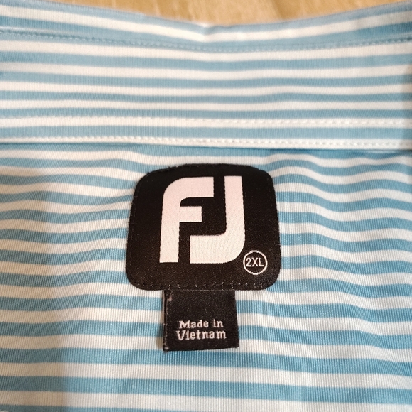 FootJoy Men's 2XL Blue Striped Golf Polo - Picture 4 of 8